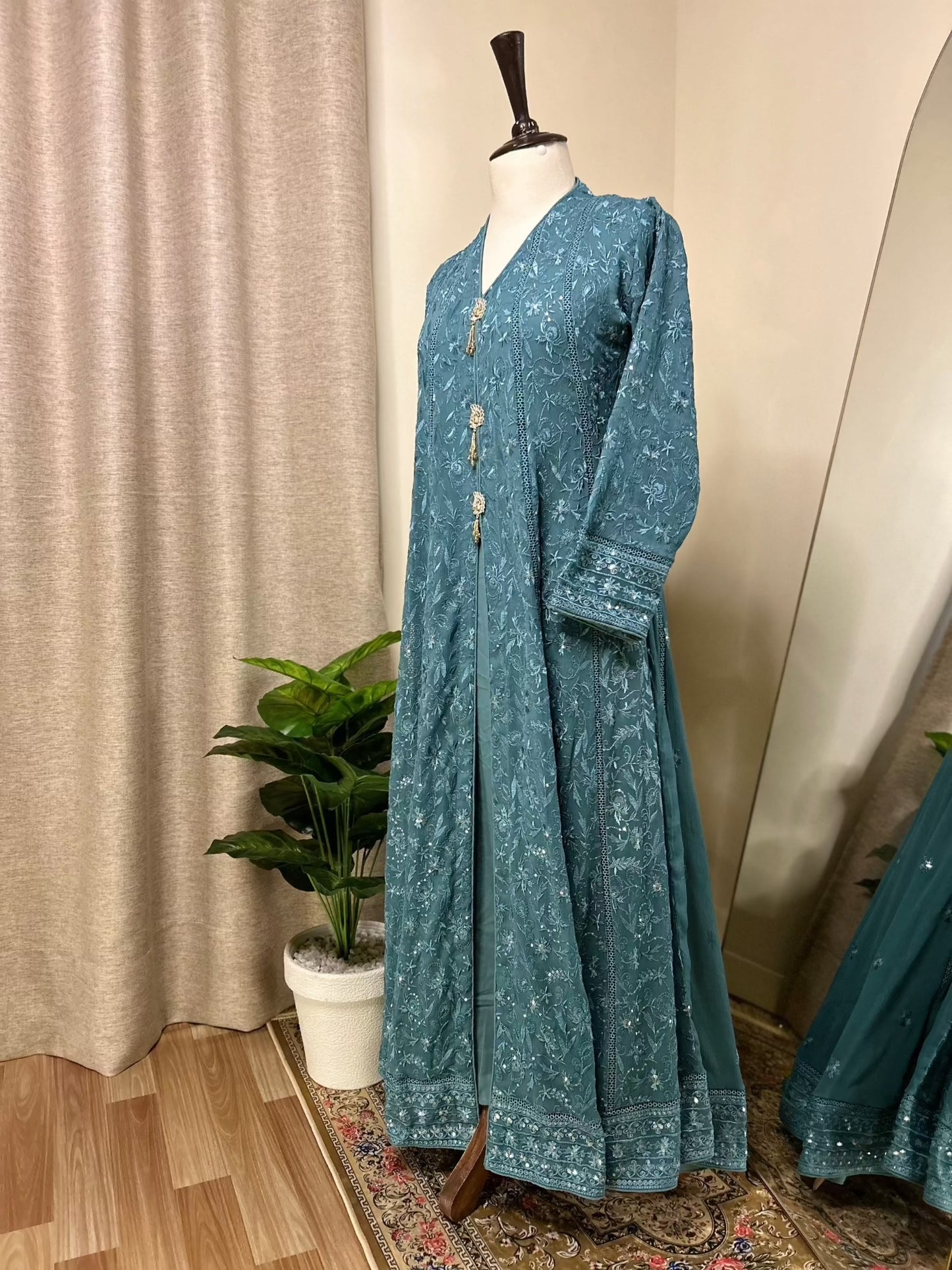 Stylish Pakistani Indian Chiffon Long Gown | Zarveil