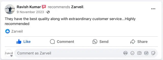 Zarveil's Customer Review